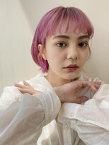眉上バング/ビビットピンク