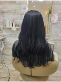 ロングスタイル×ブルーブラックカラー×艶カラー