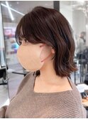 ボブミルクティーベージュブリーチダブルカラー堀江