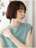 □艶感チェリーレッド美髪切りっぱなしミニボブ47越谷30代40代