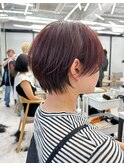 ショート/暗めカラー/髪質改善ストレート/白髪ぼかし