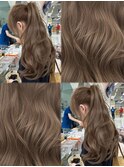 ヘーゼルベージュ　ブリーチなし　レイヤーカット　海外風