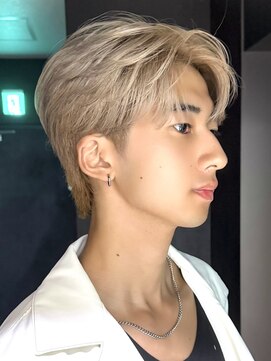 サンクマーケット 渋谷(cinq MARKET) メンズミルクティーベージュコンマヘアアッシュグレージュカラー