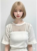 earthショートレイヤーボブミルクティー丸みショートボブ