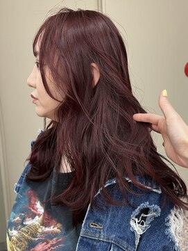パークレーン アイス イヴェン(park lane ICI yeven) ブリーチなし春カラー顔周りレイヤーボルドーチェリーレッド