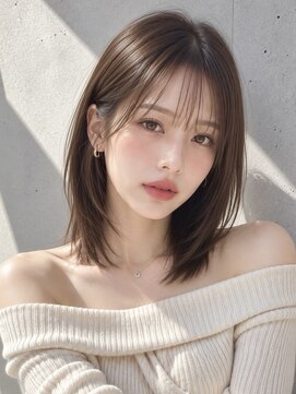 ノア 三宮店(NOA) 【NOA】くびれミディアムレイヤー×シースルーバング ブラウン