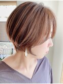 20代30代前髪あり丸みくびれ前下がりショートボブ16【鎌倉