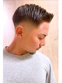 フェードカットツーブロックサイドパートビジネスショート45
