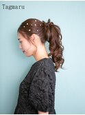 【京都結婚式お呼ばれヘアセット】韓国風ハイポニー☆