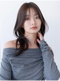前髪　こなれミディ　イメチェン　ミディアムレイヤー　暗髪