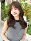 20代30代40代◎前髪パーマ韓国風巻きくすみベージュお団子ヘア