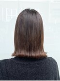 縮毛矯正　髪質改善　ベージュカラー　きりっぱなしボブ