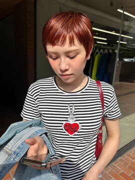 ノラ ヘアーサロン(NORA HAIR SALON) ブリーチベースに入れたオレンジブラウンピクシーカット