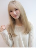 《Agu hair》クールなハイトーンストレートロング