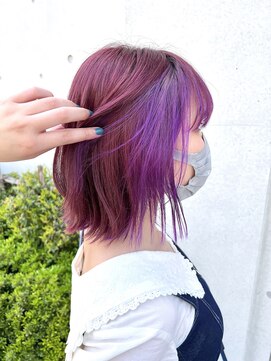 シモキタジャムズ チェリーピンク×ラベンダー＊ダブルカラー/インナーカラー