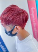 10代20代韓流☆ツーブロックライトレッドカラー