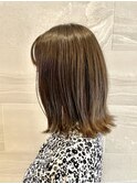 切りっぱなしボブオリーブカラー髪質改善スクールカット