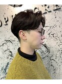 前下がり刈り上げセンターパート×ニュアンスマッシュパーマ