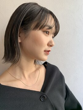 ノラギンザユー(NORA GINZA/U) 外ハネショートマッシュコンパクト黒髪ベージュショート前髪あり