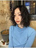 Steelo  大人ボブパーマ×ブルーブラック