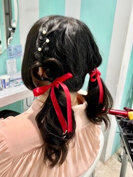 マティーナ ヘアー 池袋(Matina hair) ヘアセット/編み込み/ツインテール/リボン/推し活池袋美容室
