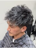 ツイスパシルバーメッシュ/ツーブロック/白髪ぼかし