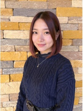 似合わせカット/前髪なし/ショートボブ/カッパーブラウン/艶髪