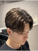 熊本メンズヘア　センターパート　ニュアンスパーマ　フェザー