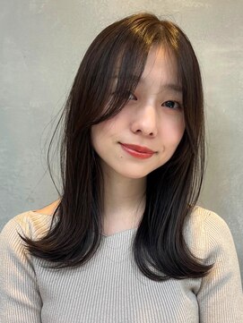 ガーデンヨコハマ(GARDEN YOKOHAMA) ミディアムレイヤーカット　ココアブラウン2way前髪ダークグレー