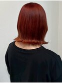 オレンジカラー ダブルカラー 外ハネボブ 髪質改善 艶髪