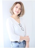 エアリーワンカールボブ×20代ホワイトハイトーンカラー