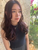 アトリエ エス atelier es HAIRDESIGN&nbsp;アプリコットオレンジ/センターパート/抜け感ロング/ブラウン