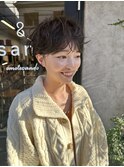 ショートボブパーマ20代30代40代イヤリングカラー大人可愛い