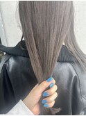 ブリーチなしオリーブベージュカラー透明感ストレートロングヘア