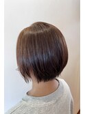 ショートボブ×縮毛矯正×明るい白髪染め