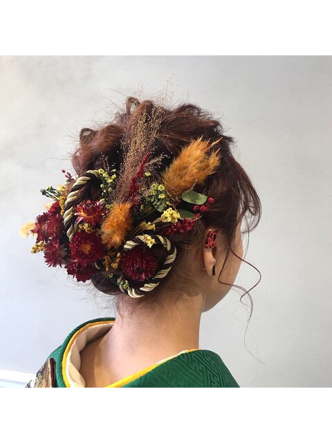 ヘアアレンジ ドライフラワー