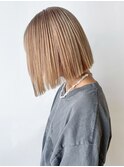 パツっとボブ_ハッシュカットフルバングレッドブラウン_ba477611