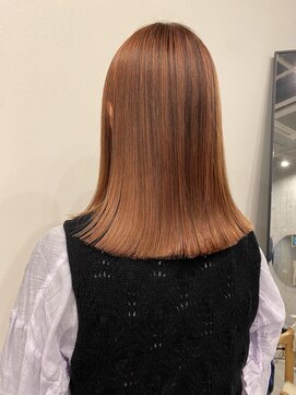 イミ(imi) 切りっぱなし/ミディアム/ハイライト/オレンジベージュ/登戸