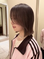 大人可愛い切りっぱなしボブ/くびれ前髪/外はねロブ/ストレート