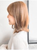 結べるボブチェリーブラウンモテ髪前髪斜めバング#402f0421