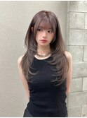 松尾菫菜/レイヤーカット/ラベンダーグレージュ/韓国ヘア