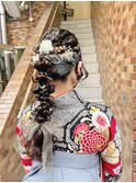 卒業式　袴着付け ポニー編みおろし ヘアセット 水引き 横浜★