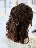 編み込みハーフアップリボン