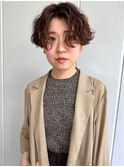 重めが可愛いショートボブパーマ