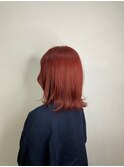 レッドカラー_マロンベージュ Aラインボブ かきあげ