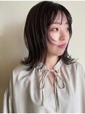 フェイスレイヤーカット/前髪パーマ/アッシュブラック