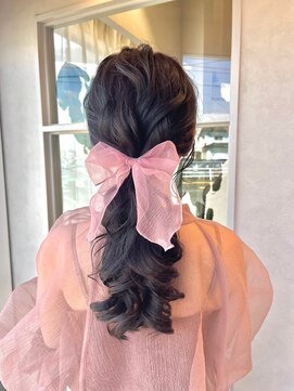 アレンジ　艶髪　髪質改善　ヘアセット　編みおろし　顔まわり