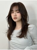 美髪レイヤーカット/顔まわりレイヤー/くびれミディアムレイヤー