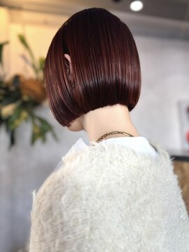サニーサイドサロン(SUNNY SIDE SALON) ミニボブ/レッドカラー/リップラインボブ/たまプラーザ