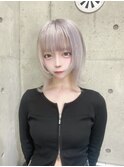ミルクティーブロンドニュアンスウルフワンホンレイヤー渋谷